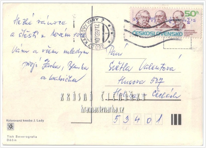 VÁNOČNÍ a NOVOROČNÍ pohlednice (il. Josef Lada)