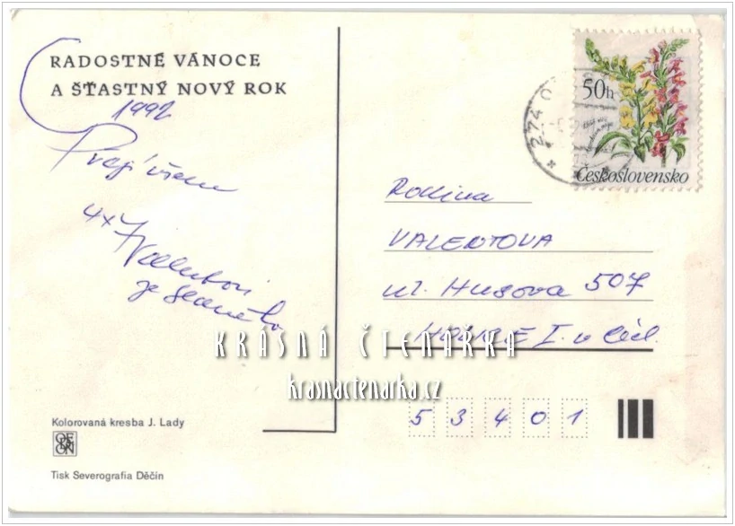 VÁNOČNÍ a NOVOROČNÍ pohlednice (il. Josef Lada)