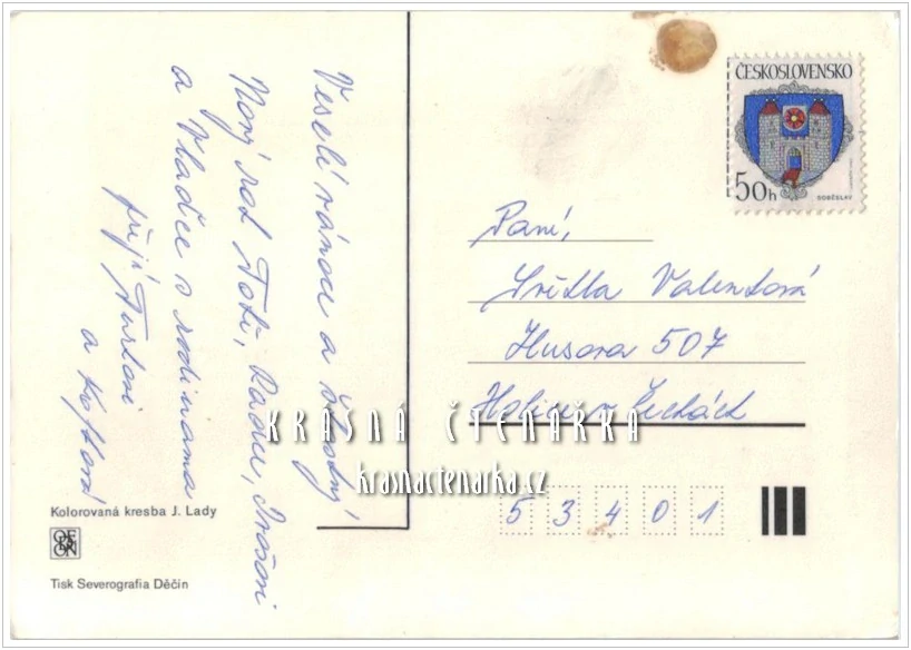 VÁNOČNÍ a NOVOROČNÍ pohlednice (il. Josef Lada)