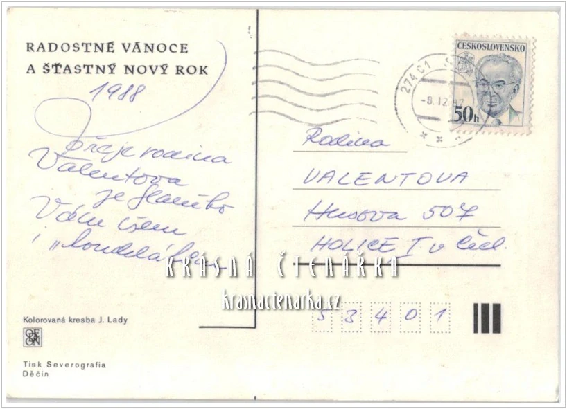 VÁNOČNÍ a NOVOROČNÍ pohlednice (il. Josef Lada)