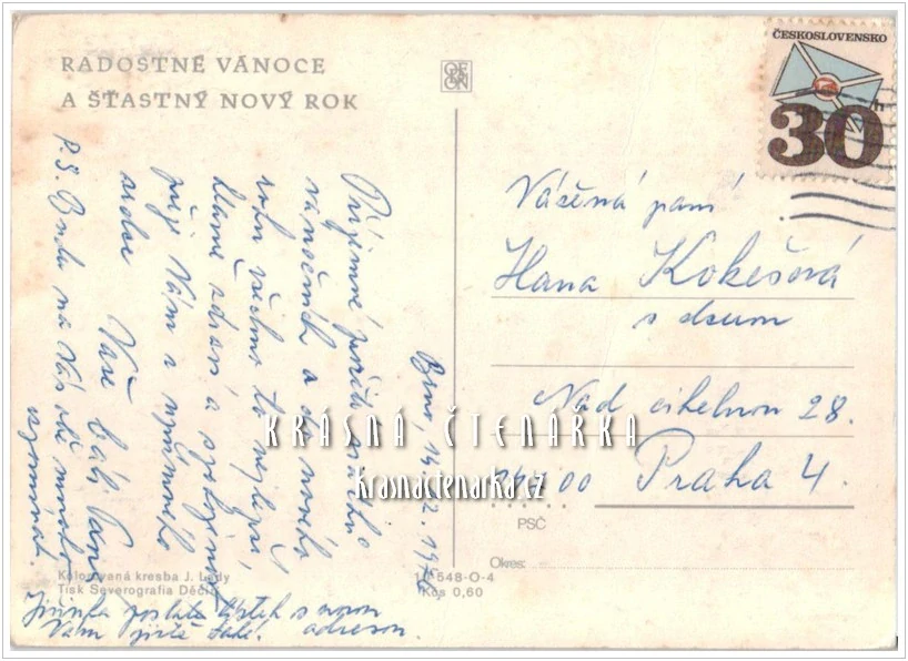 VÁNOČNÍ a NOVOROČNÍ pohlednice (il. Josef Lada)