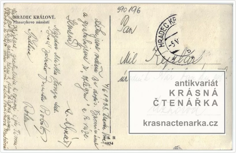 HRADEC KRÁLOVÉ, Masarykovo náměstí a pomník T. G. Masaryka