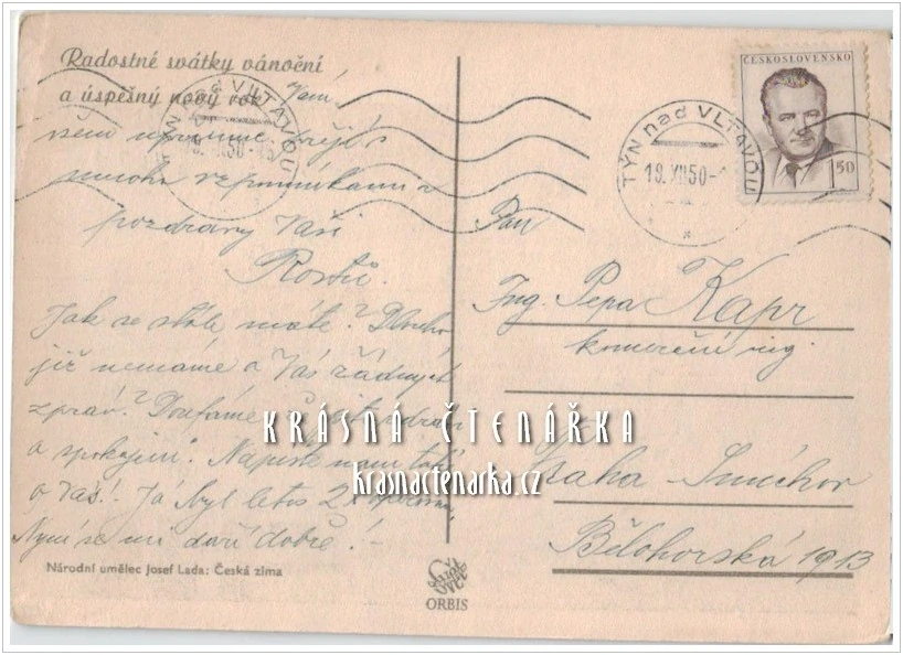 VÁNOČNÍ a NOVOROČNÍ pohlednice (il. Josef Lada)