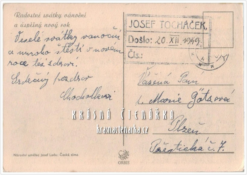 VÁNOČNÍ a NOVOROČNÍ pohlednice (il. Josef Lada)