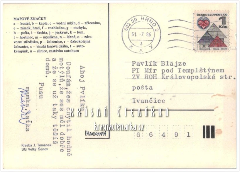 PIONÝRSKÝ MOTIV, Mapové značky (il. Tománek Jan)