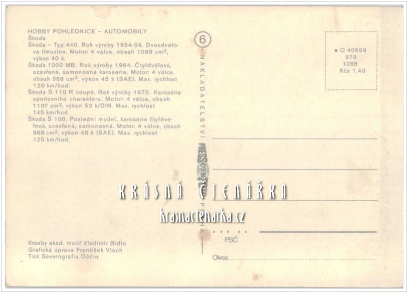 Hobby pohlednice: AUTOMOBILY ŠKODA