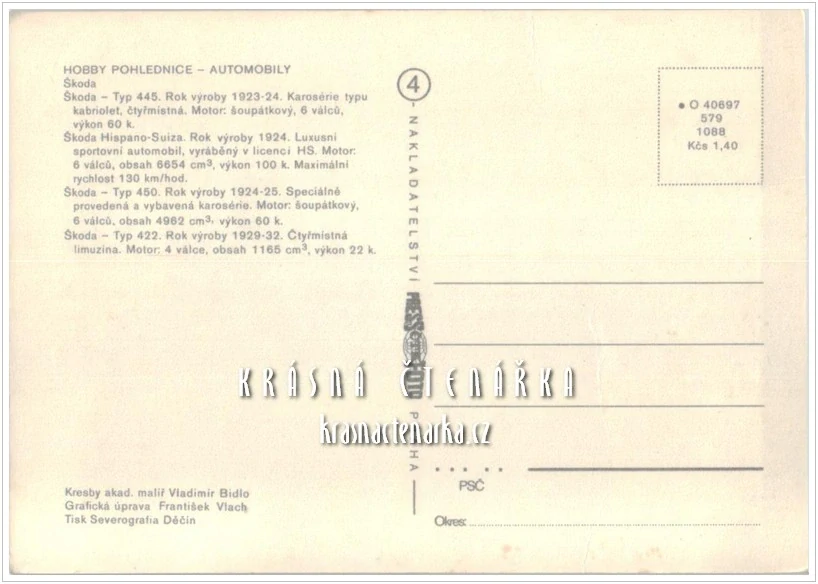 Hobby pohlednice: AUTOMOBILY ŠKODA