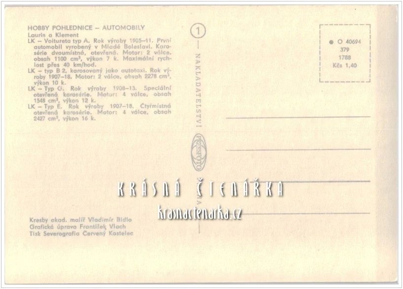 Hobby pohlednice: AUTOMOBILY LAURIN & KLEMENT