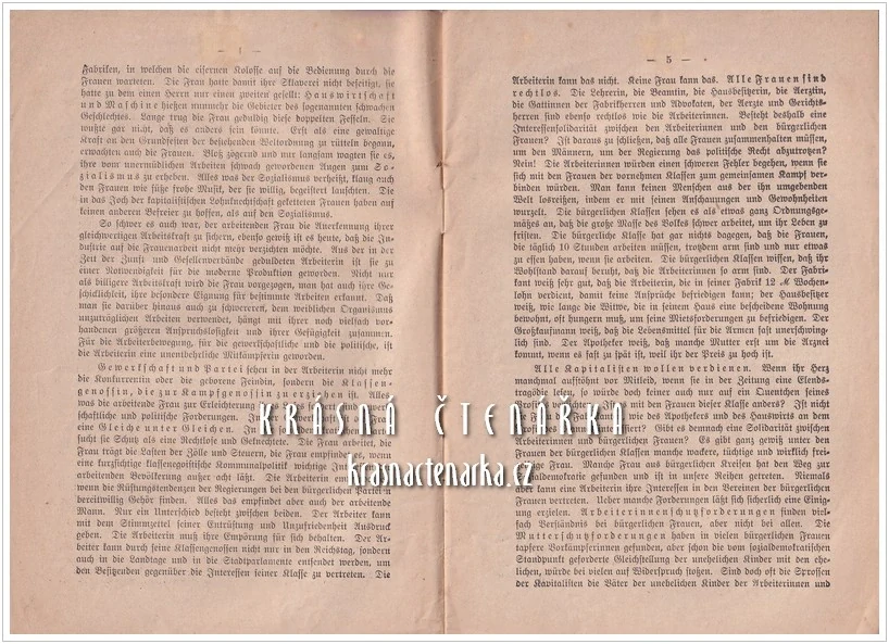 GLEICHES RECHT FÜR DIE FRAUEN !, Eine Werbeschrift mit Beiträgen von E. Freundlich, S. Nestriepke, A. Popp (Stejné právo pro ženy!)