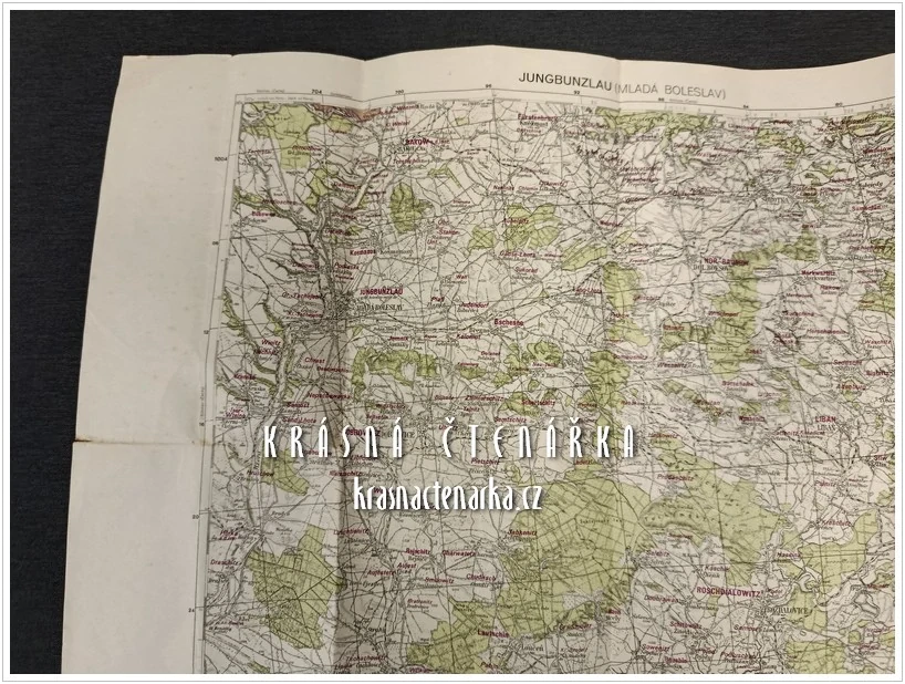 Válečná topografická mapa: JUNGBUNZLAU (Mladá Boleslav) a okolí