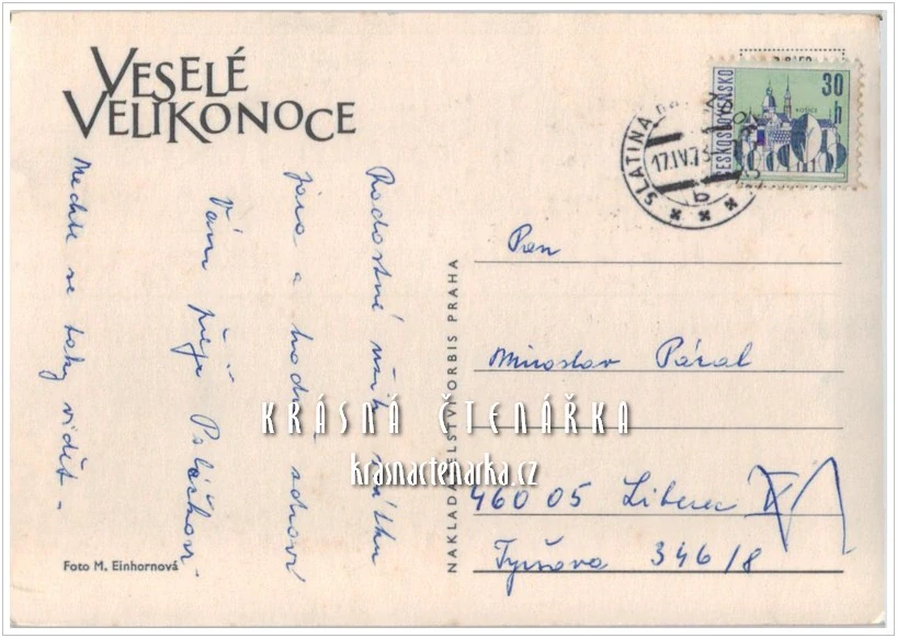 VELIKONOČNÍ pohlednice s kočičkou