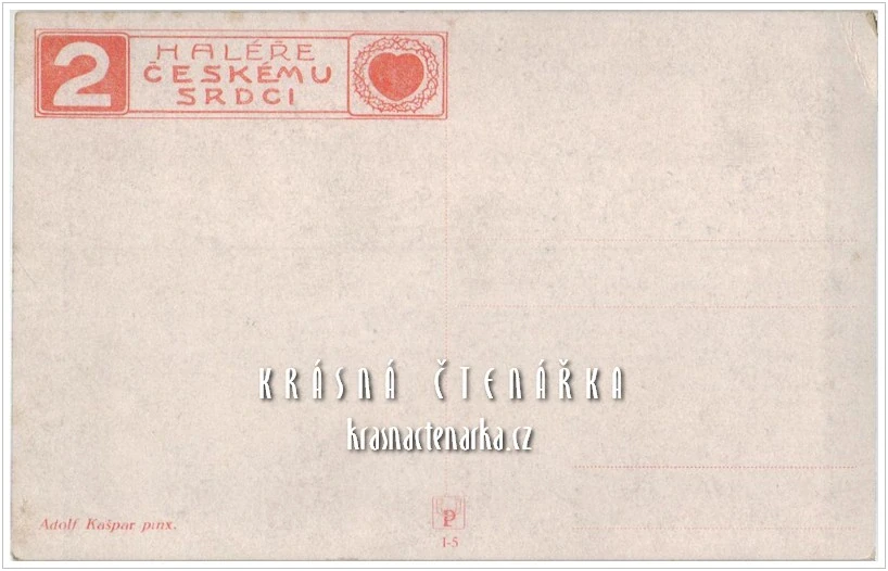 VELIKONOČNÍ pohlednice, Charitativní pohlednice "2 haléře Českému srdci" (il. Kašpar Adolf)