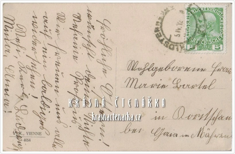 VELIKONOČNÍ pohlednice a dívenka s vozíkem