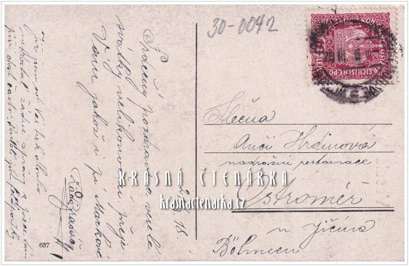 VELIKONOČNÍ pohlednice a dívenka v modrých šatech