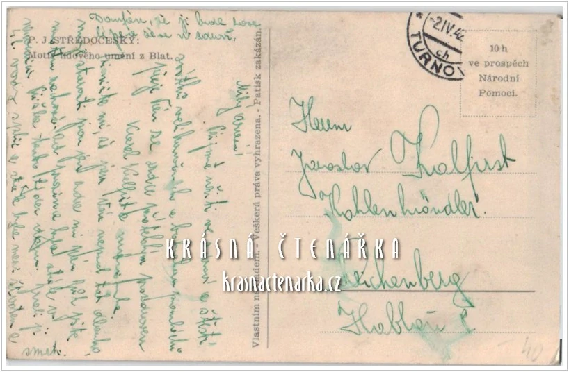 VELIKONOČNÍ pohlednice - LIDOVÝ KVĚTINOVÝ ORNAMENT (il. Středočeský, Petr Josef)