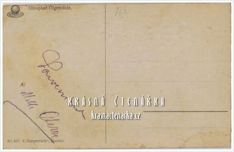 DÁMA / CARMEN na pohlednici (il. Gampenrieder Karl)