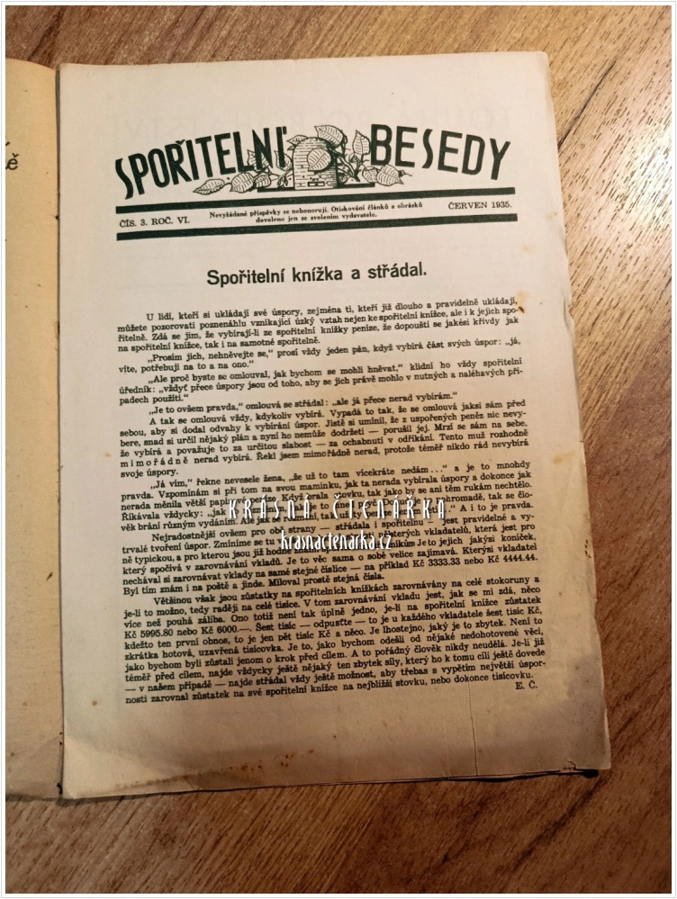 SPOŘITELNÍ BESEDY 1935/3 | Časopis věnovaný propagaci spořivosti