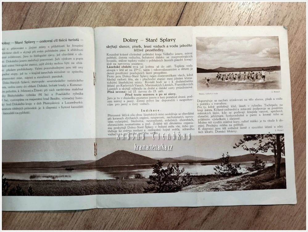Severočeské jezerní lázně: DOKSY - STARÉ SPLAVY | Turistický leták z roku 1931