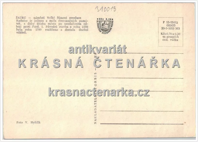 ŽATEC, Radnice a náměstí Svobody, býv. nám. Velké říjnové revoluce