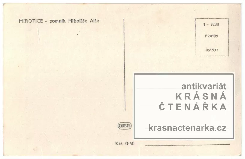 MIROTICE, Náměstí s pomníkem Mikoláše Alše