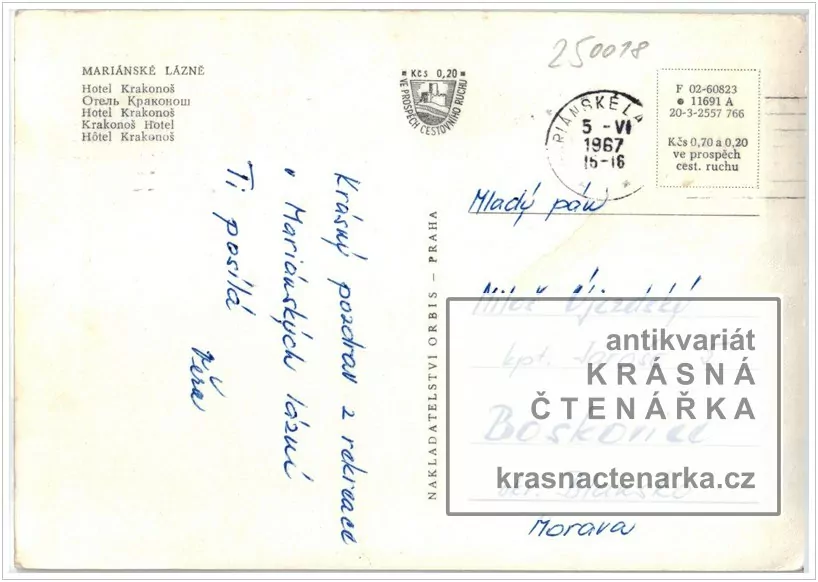 MARIÁNSKÉ LÁZNĚ (hotel Krakonoš, nyní Rübezahl Marienbad Schloss Wellnes Hotel)