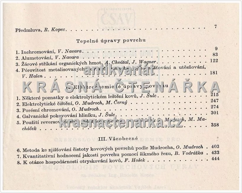 VYBRANÉ PRÁCE Z TECHNOLOGIE POVRCHOVÝCH ÚPRAV (Sborník vybraných prací výzkumného kolektivu)