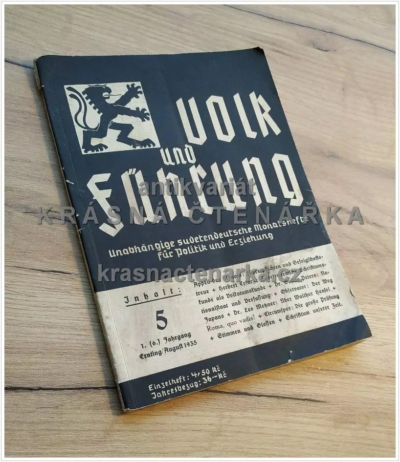 VOLK UND FÜHRUNG (Unabhängige sudetendeutsche Monatshefte für Politik und Erziehung), číslo 5 / 1935
