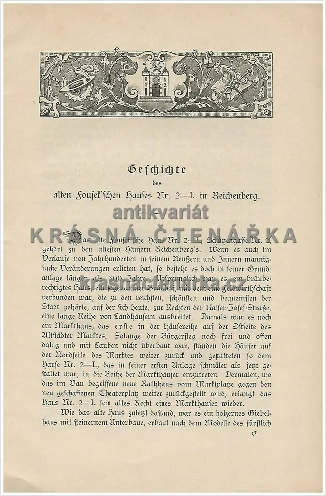 GESCHICHTE DES ALTEN FOUSEK´SCHEN HAUSES NR. 2-1, SCHÜTZENGASSE NR. 2 IN REICHENBERG (Fouskův dům, Liberec)