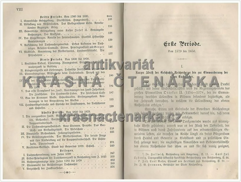 GESCHICHTE DER REICHENBERGER TUCHMACHERZUNFT (Dějiny libereckého plátenického cechu) (Hübner Ludwig), vydáno 1879
