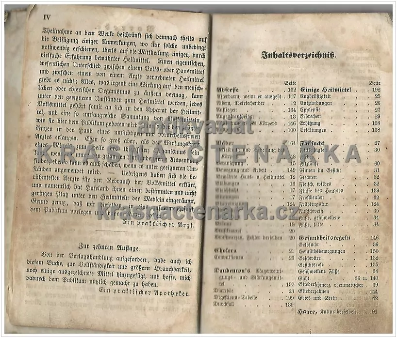 DER LEIBARZT ODER 500 BESTE HAUSARZNEIMITTEL GEGEN 145 KRANKHEITEN DER MENSCHEN, vydáno 1858