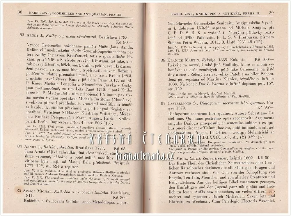 Aukční katalog V. Zinkova aukce, KNIŽNÍ AUKCE