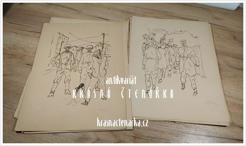 REVOLUČNÍ PRAHA, 12 původních litogafií (Holler Josef)