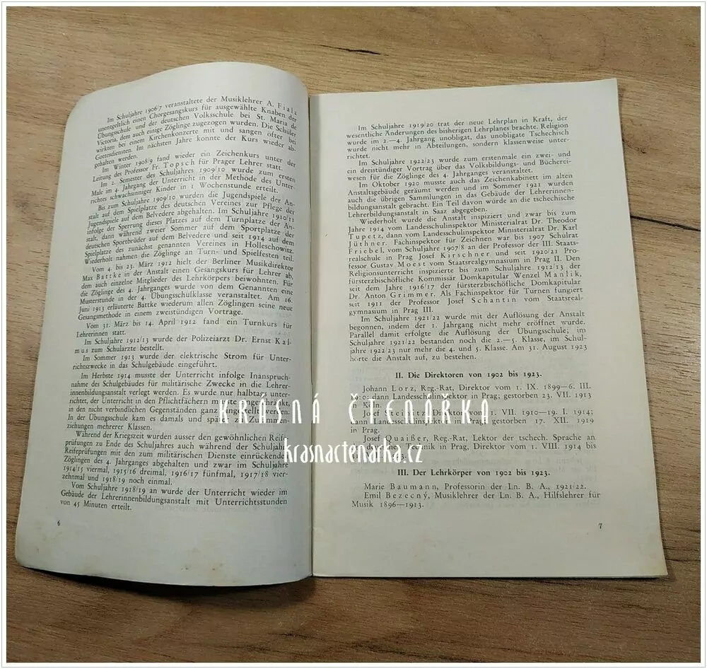 I. JAHRESBERICHT der deutschen staatlichen Lehrerbildungsanstalt, Prag (Německý státní učitelský institut, Praha)