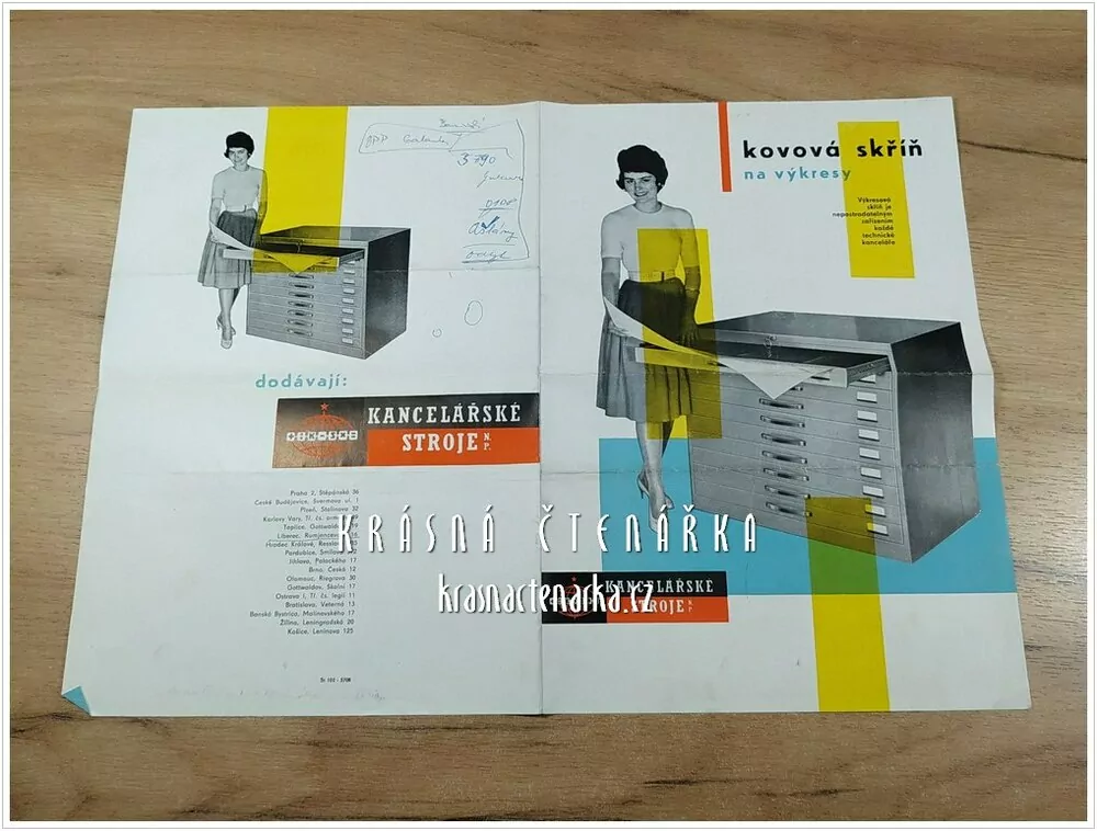 KOVOVÁ SKŘÍŇ NA VÝKRESY, Kancelářské stroje, n. p. 