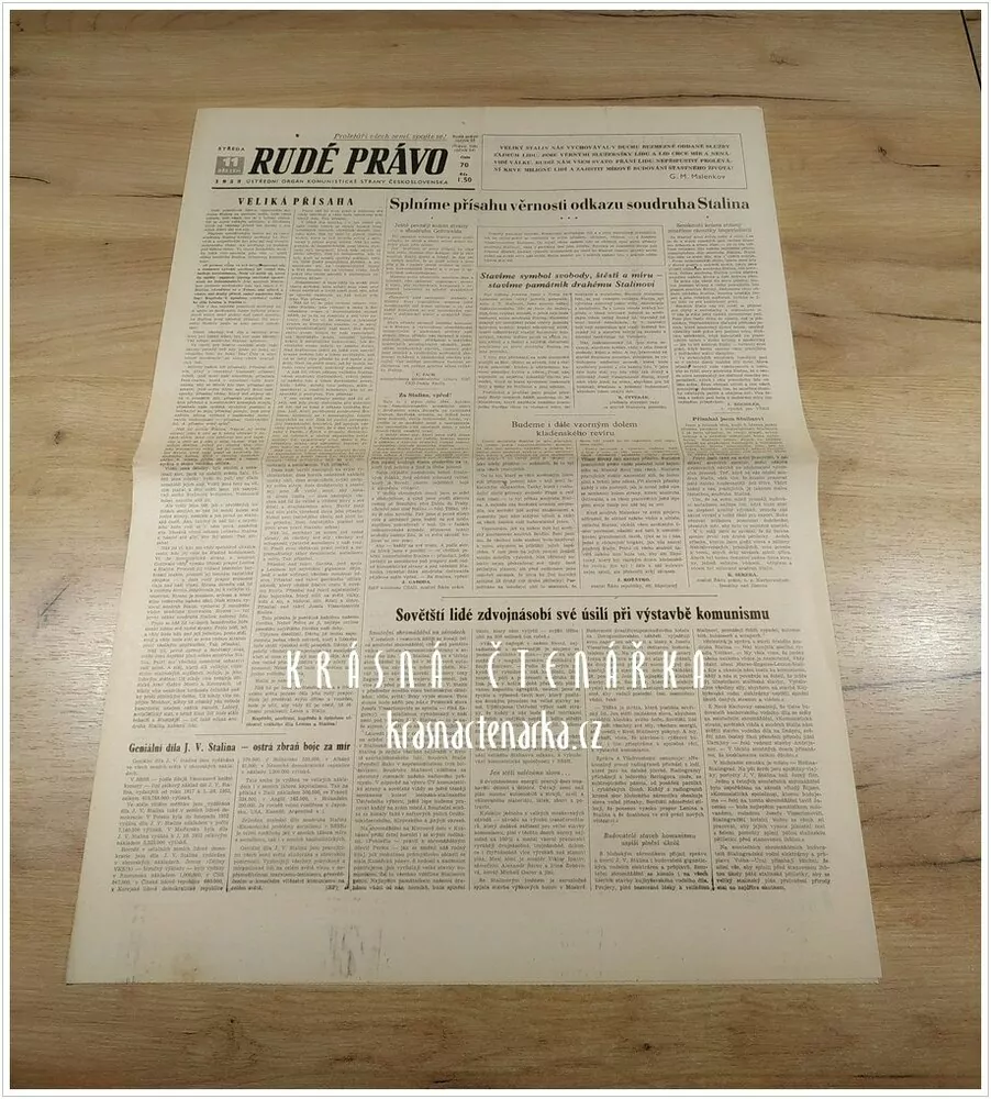 RUDÉ PRÁVO, číslo z 11.3. 1953, Splníme přísahu věrnosti odkazu soudruha Stalina