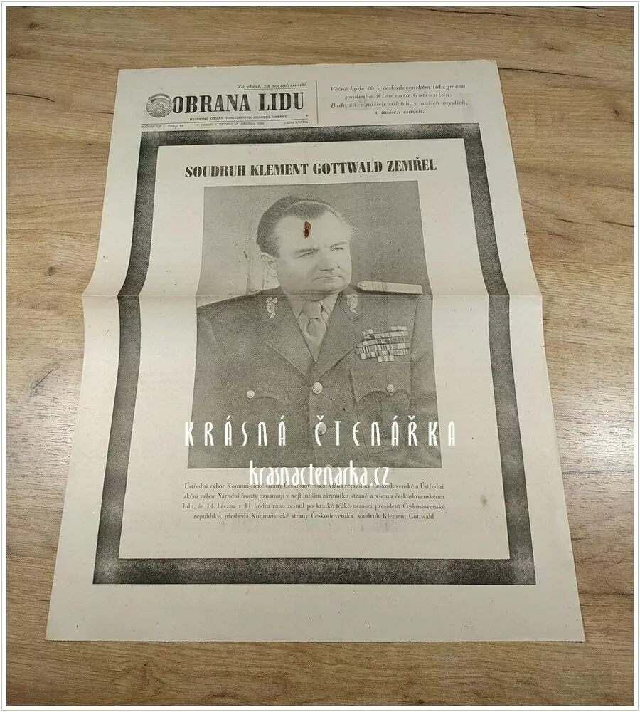 OBRANA LIDU, číslo 63 z 15.3. 1953, Soudruh Klement Gottwald zemřel