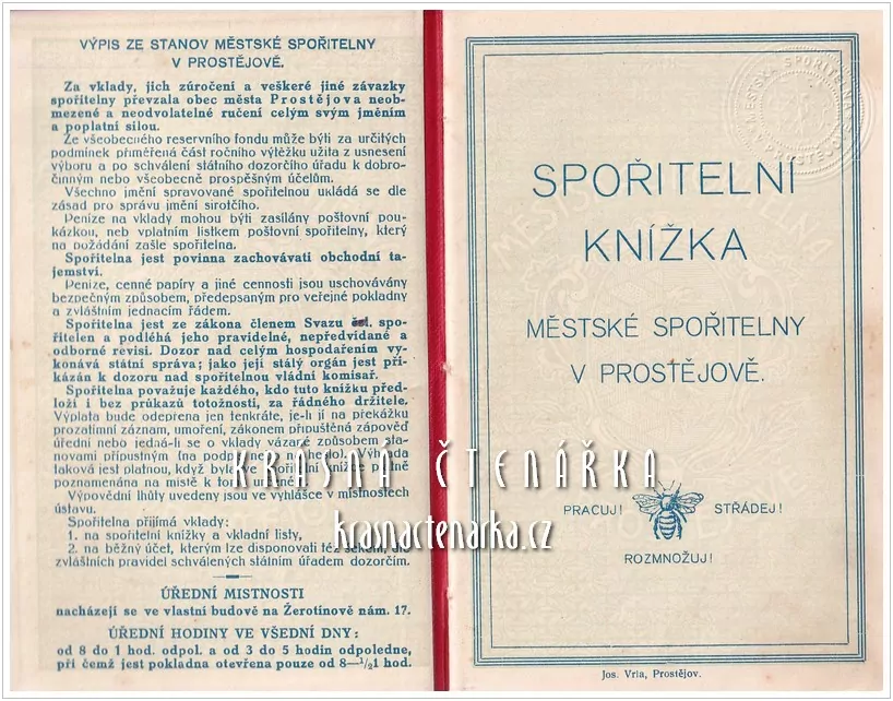 SPOŘITELNÍ KNÍŽKA Městské spořitelny v Prostějově