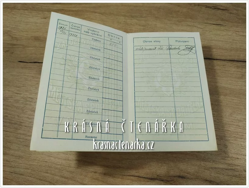 VKLADNÍ LIST Městké spořitelny, Slaný