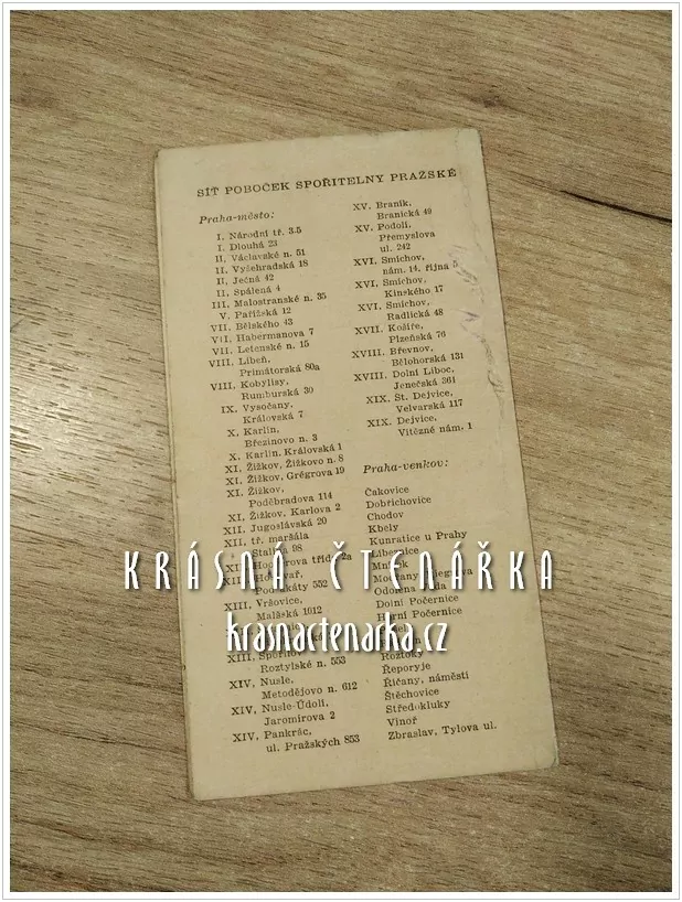 SPOŘITELNÍ KNÍŽKA, Spořitelna pražská, Sběrna a platebna Holešovice