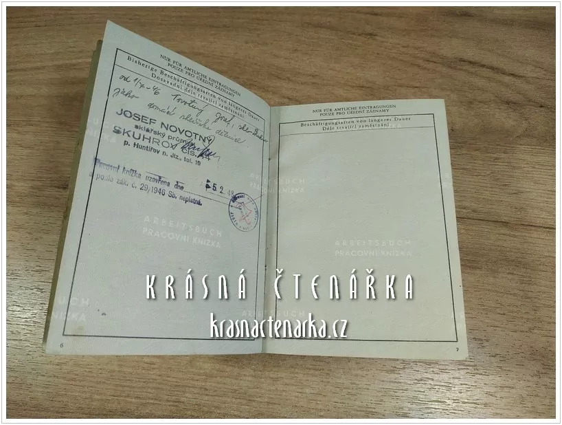 PRACOVNÍ KNÍŽKA, Republika Československá