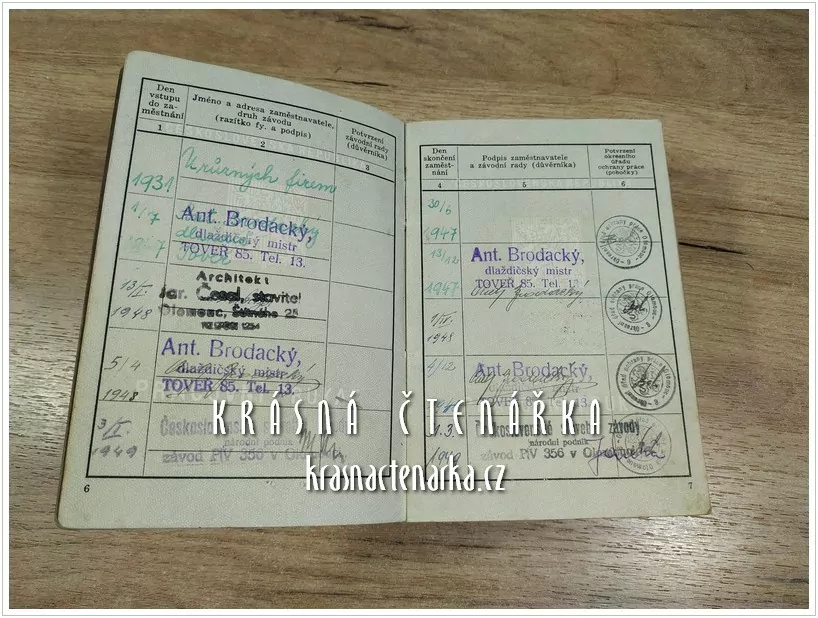 PRACOVNÍ PRŮKAZ, Československá republika