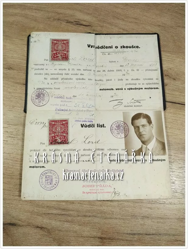 VYSVĚDČENÍ O ZKOUŠCE a VŮDČÍ LIST k samostatnému řízení osobních automobilů s výbušným motorem
