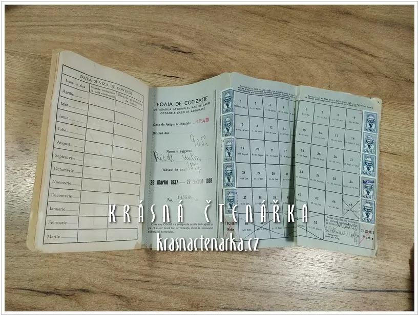 CARNET DE ASIGURARE pe Anii 1937-1940, Casa Centrala a Asigurarilor Sociale, Romania