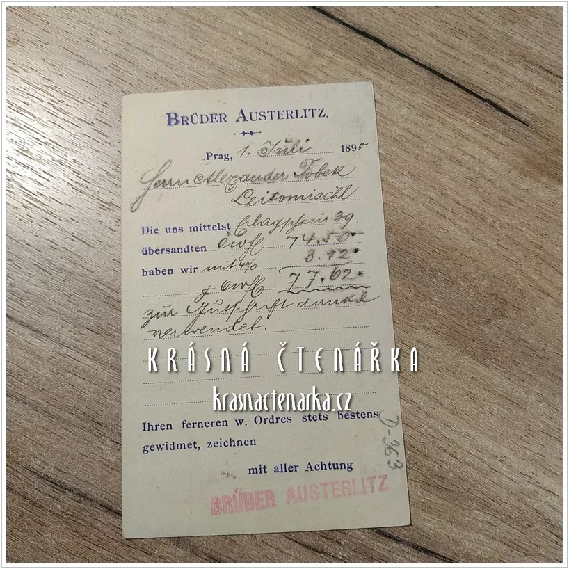 KORESPONDENČNÍ LÍSTEK, Obchodní dokument, razítko PRAHA