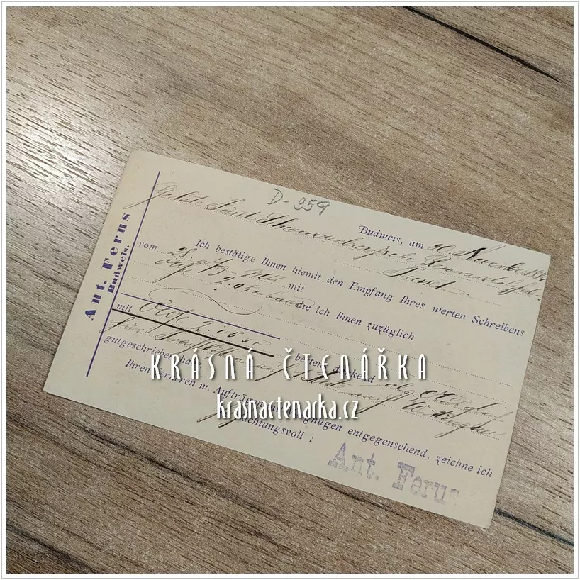 KORESPONDENČNÍ LÍSTEK, Finanční žádost z roku 1884, razítko WINTERBERG / KUSCHWARDA / BUDĚJOVICE