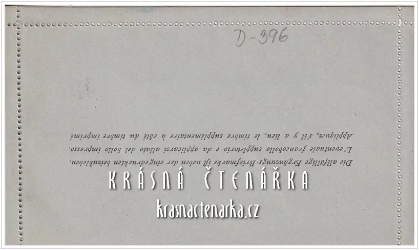 DOPISNICE Zálepka s vytištěnou poštovní známkou