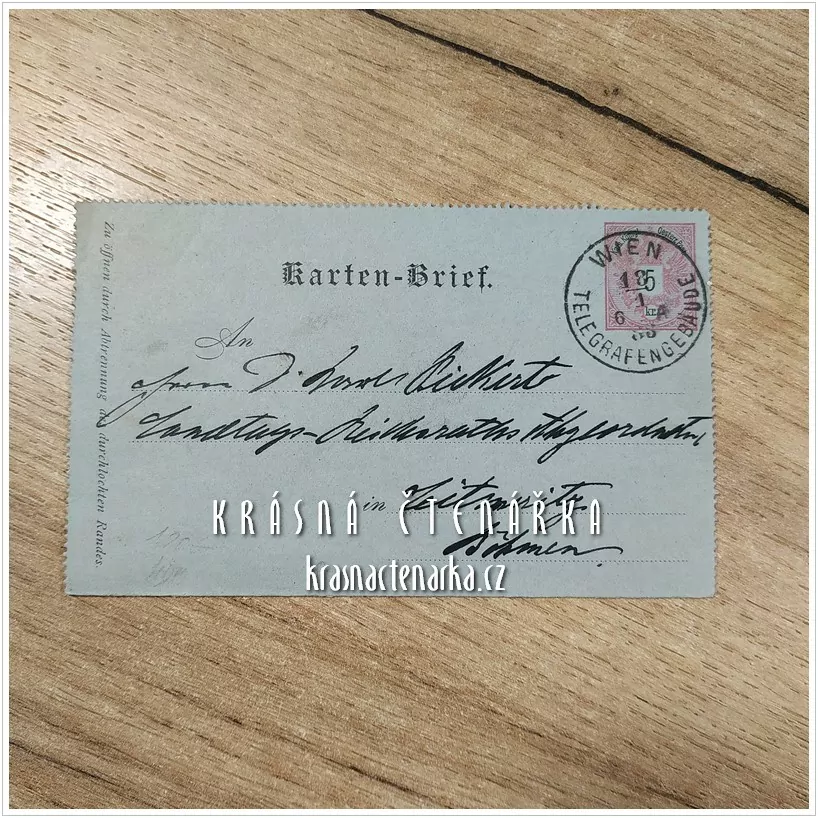 DOPISNICE Zálepka, razítko WIEN (Vídeň)