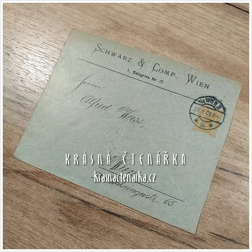 Obchodní OBÁLKA či DOPISNICE z roku 1906 s vytištěnou známkou, razítko WIEN