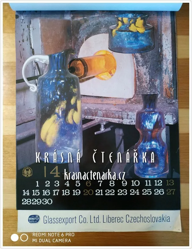 Nástěnný kalendář GLASSEXPORT 1975 - BOHEMIA GLASS