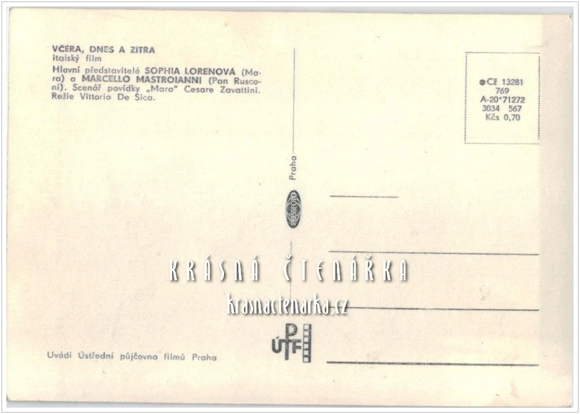 Foto z filmu VČERA, DNES A ZÍTRA a Sophia Loren a Marcello Mastroianni